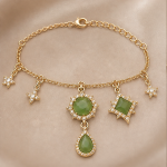 Jade Charm Bracelet with Halo and Star Drops - 图片 5