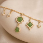 Jade Charm Bracelet with Halo and Star Drops - 图片 3
