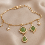 Jade Charm Bracelet with Halo and Star Drops - 图片 4