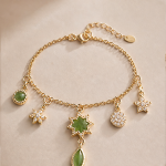 Jade Starburst Charm Bracelet with Marquise Drop - 图片 3