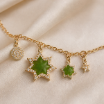 Jade Six-Point Star Charm Bracelet - 图片 6