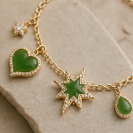Jade Heart and Starburst Charm Bracelet - 图片 3