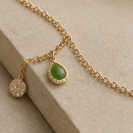 Jade Heart and Starburst Charm Bracelet - 图片 7