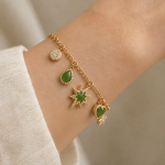 Jade Heart and Starburst Charm Bracelet - 图片 4