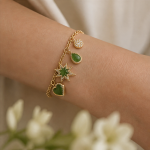 Jade Heart and Starburst Charm Bracelet - 图片 2