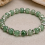 Green Aventurine Bead Bracelet with Crystal Rondelles