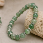 Green Aventurine Bead Bracelet with Crystal Rondelles - 图片 3