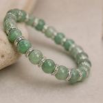 Green Aventurine Bead Bracelet with Crystal Rondelles - 图片 4