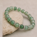 Green Aventurine Bead Bracelet with Crystal Rondelles - 图片 5
