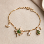 Jade Starburst and Crescent Moon Charm Bracelet - 图片 3