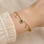 Jade Starburst and Crescent Moon Charm Bracelet - 图片 4