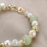 Carved Crystal Blossom Bracelet with Jade and Pearl - 图片 5