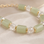 Carved Crystal Flower Bracelet with Jade and Pearls - 图片 4