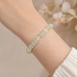 Carved Crystal Flower Bracelet with Jade and Pearls - 图片 2