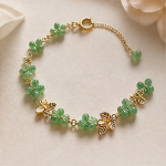 Jade Petal Cluster Bracelet with Gold Leaves - 图片 5