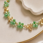 Jade Petal Cluster Bracelet with Gold Leaves - 图片 7