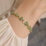 Jade Petal Cluster Bracelet with Gold Leaves - 图片 8