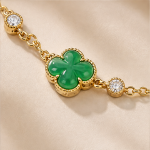 Deep Green Jade Clover Link Bracelet - 图片 7