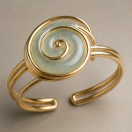 Spiral Shell Cuff Bracelet in Gold Tone