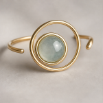 Aquamarine Cabochon Swirl Cuff Bracelet - 图片 6