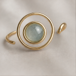 Aquamarine Cabochon Swirl Cuff Bracelet - 图片 3