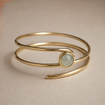 Coiled Wrap Bangle with Faceted Aquamarine Accent