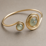 Double Spiral Cuff with Pale Green Cabochons