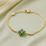 Green Chalcedony Flower Bracelet with Cubic Zirconia - 图片 5