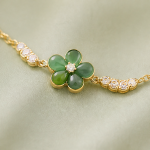 Green Chalcedony Flower Bracelet with Cubic Zirconia - 图片 7