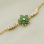 Green Chalcedony Flower Bracelet with Cubic Zirconia - 图片 6