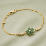 Green Chalcedony Flower Bracelet with Cubic Zirconia