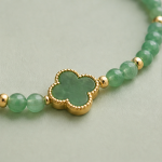 Green Aventurine Bead Bracelet with Clover Charm - 图片 5