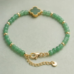 Green Aventurine Bead Bracelet with Clover Charm - 图片 3