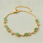 Gold-plated brass with green aventurine