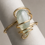 Barrel-Cut Jade Wire-Wrapped Cuff Bracelet - 图片 3