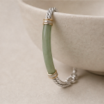 Two-Tone Jade Bar Cable Bracelet in Sterling Silver - 图片 4