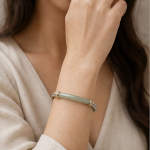 Two-Tone Jade Bar Cable Bracelet in Sterling Silver - 图片 2