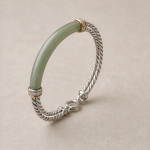 Two-Tone Jade Bar Cable Bracelet in Sterling Silver - 图片 3