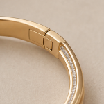 Jade Inlay Hinged Bangle with Pave Detail - 图片 8
