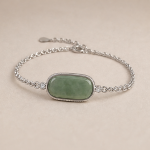 Cushion Jade Bracelet in Sterling Silver with Cubic Zirconia Halo - 图片 3