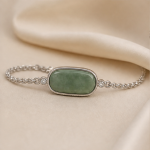 Cushion Jade Bracelet in Sterling Silver with Cubic Zirconia Halo - 图片 8