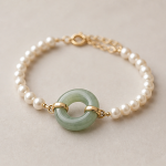 Freshwater Pearl Bracelet with Jade Donut Centre