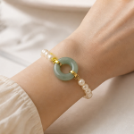 Freshwater Pearl Bracelet with Jade Donut Centre - 图片 2