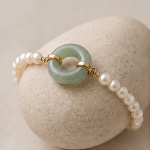Freshwater Pearl Bracelet with Jade Donut Centre - 图片 3