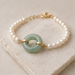Freshwater Pearl Bracelet with Jade Donut Centre - 图片 7
