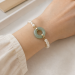 Freshwater Pearl Bracelet with Jade Donut Centre - 图片 5