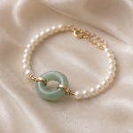 Freshwater Pearl Bracelet with Jade Donut Centre - 图片 6
