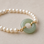 Freshwater Pearl Bracelet with Jade Donut Centre - 图片 4