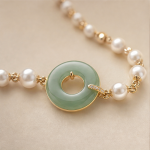 Jade Ring and Pearl Station Bracelet in Gold Tone - 图片 7
