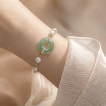 Jade Ring and Pearl Station Bracelet in Gold Tone - 图片 8